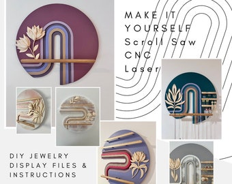 DIY Digital Download Template Pattern  for Retro Stripe Jewelry Display for Makers Scroll Saw CNC Laser