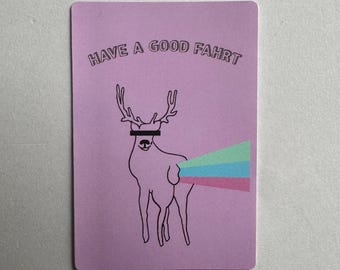 Have a Good Fahrt Sticker – lustiger Hirsch Aufkleber mit Regenbogen, Wortspiel Sticker, Funny Animal Sticker, Geschenk mit Humor