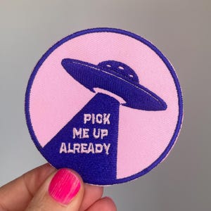 Prendimi già Toppa UFO toppa aliena toppa spaziale divertente sci-fi distintivo ricamato umorismo geek toppa estetica nerd