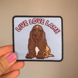 Live Love Lame Dog Patch Funny Embroidered Iron On Patch Cute Basset Hound Applique