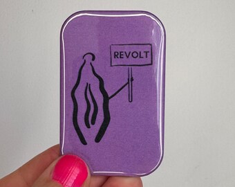 Magnes na lodówkę z napisem "Feminist Revolt", fioletowy magnes na lodówkę, prezent na protest feministyczny, dekoracja równości, magnes biurowy aktywisty