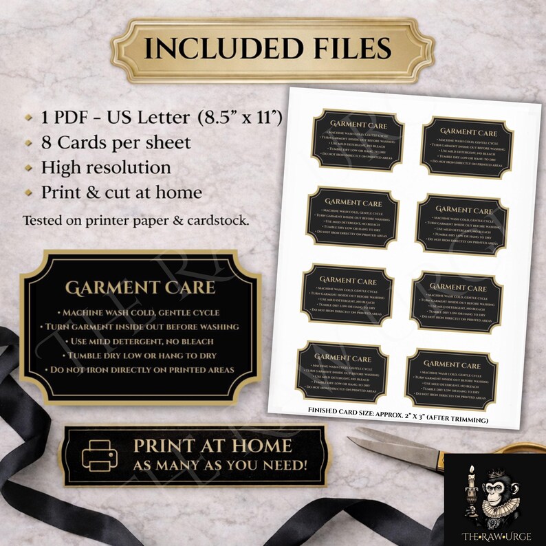 Printable Garment Care Insert for Small Shops | Clothing Packaging ...