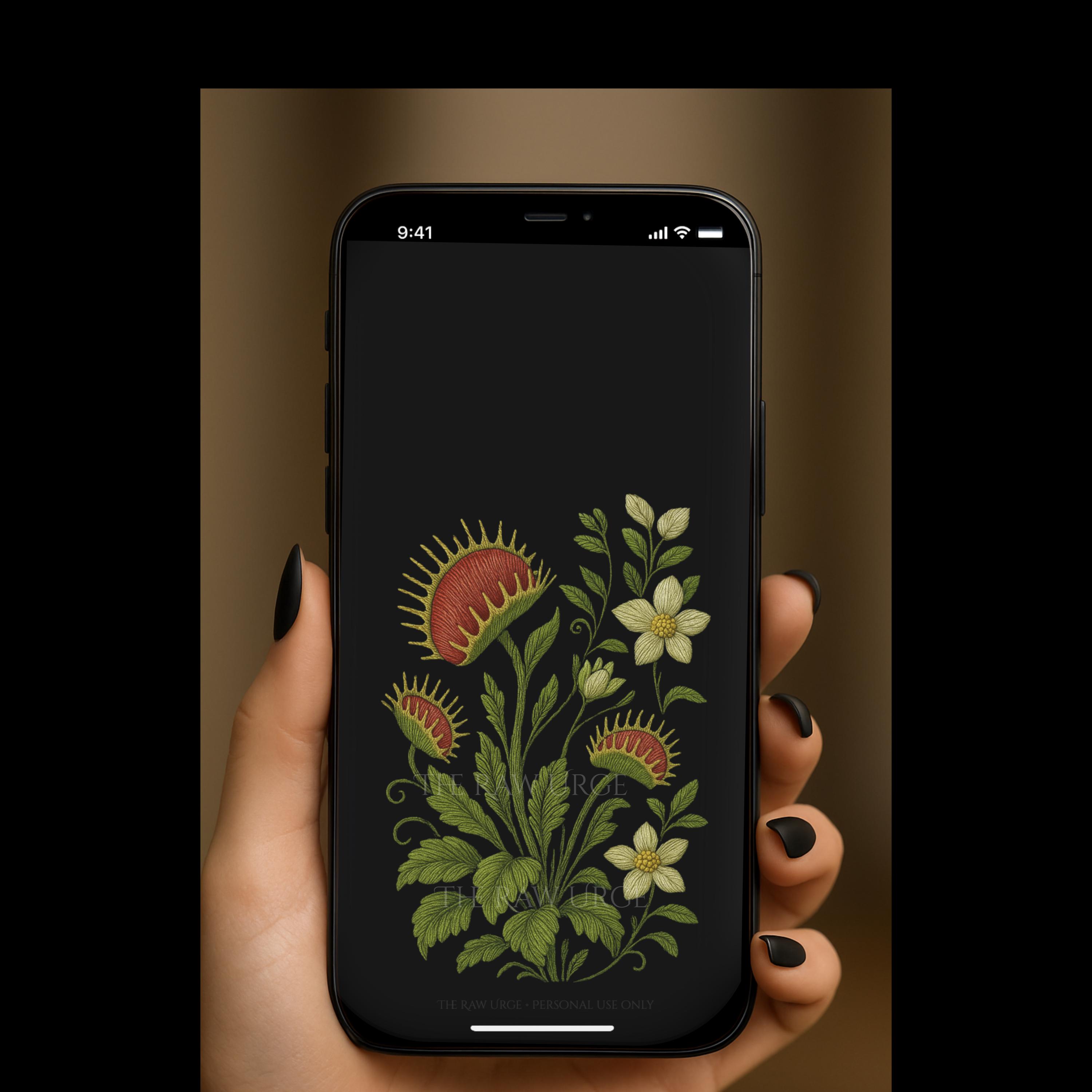 Dark Botanical Phone Wallpaper | Gothic Lock Screen | Moody Floral ...