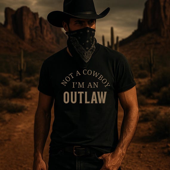 Outlaw Graphic Tee: Western Cowboy Comfort Colors Shirt