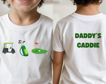 Daddys Caddie Toddler Golf Shirt, Cute Golf Outfit for Kids, Fathers Day Gift, Matching Golf Family Shirt, Golf Cart Golf Bag Green