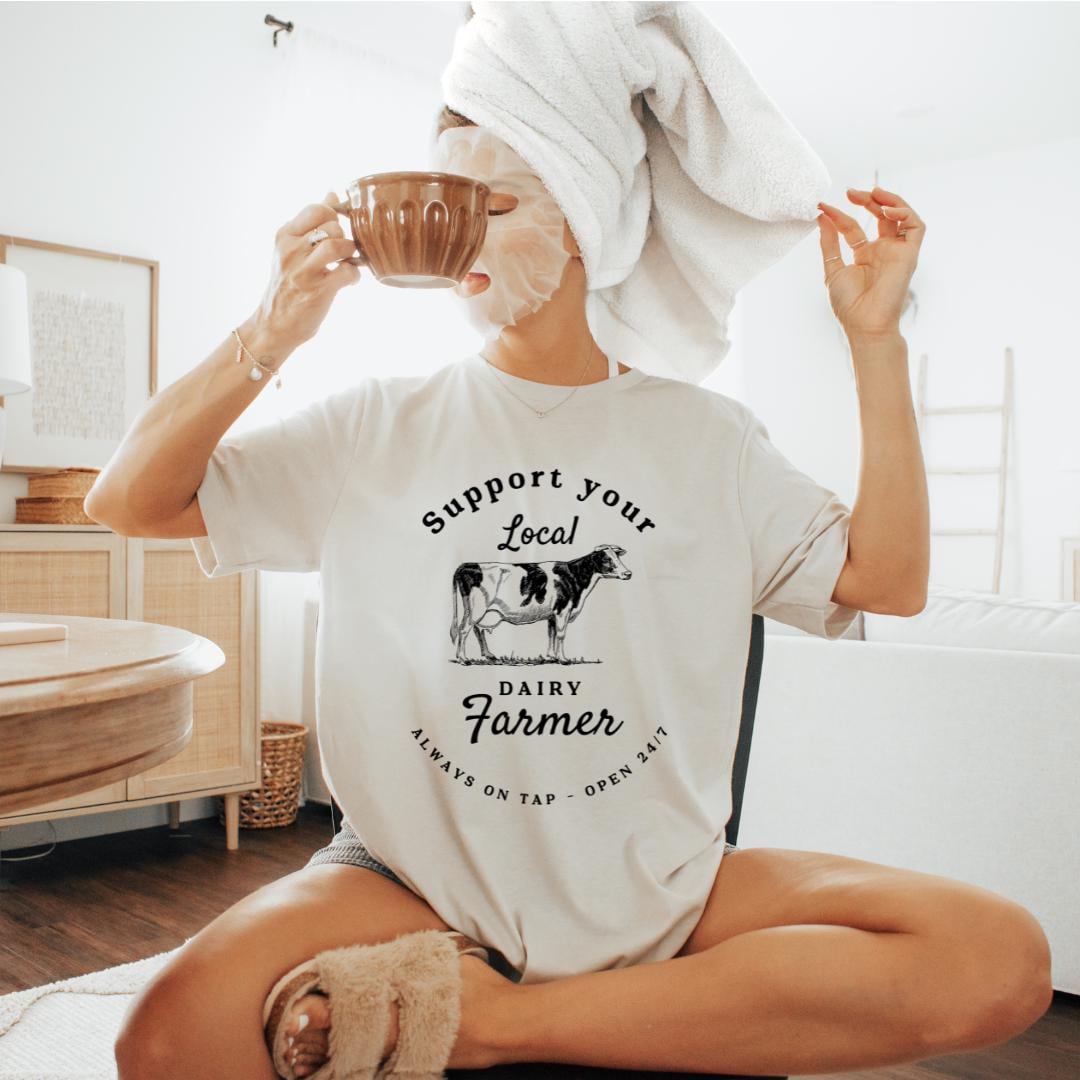 Support Your Local Dairy Farmer Mom Tee, Funny Breastfeeding Mom