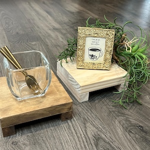 Mini Wooden Risers (Set of 2) Table trays, Display shelves, Wooden pedestal stand, Countertop stand, Plant Riser, Candle stand