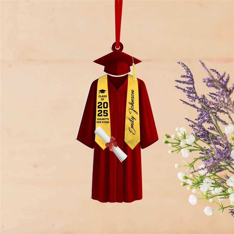 1856 Graduation Personalized Graduation Acrylic Ornament, Cap & Gown Keepsake - Etsy