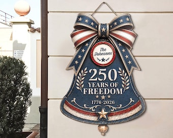 Custom Patriotic Door Wreath, 250th Anniversary USA Porch Gift for 2026 Celebration