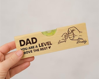 Ouvre-bouteille personnalisé en bambou avec niveau à bulle, cadeau pour la fête des pères