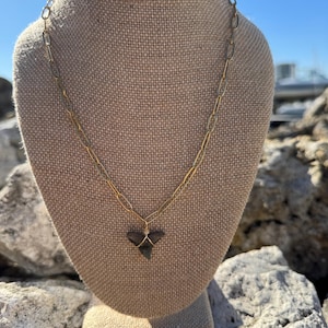 Kailua - Gold Paperclip Chain - Boho Shark Tooth Pendant - 18 inches