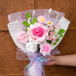 Handmade Crochet Flower Bouquet: Knitted Home Decor Gift