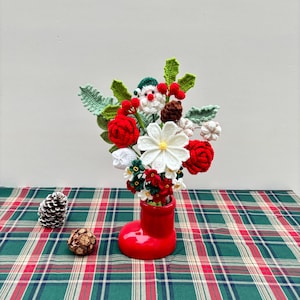 Weihnachtsgeschenk, gehäkelter Blumenstrauß, handgefertigtes fertiges Produkt, Jubiläum, Geburtstag, gestrickter Blumenstrauß für Freundin, Mutter, Weihnachtsgeschenk