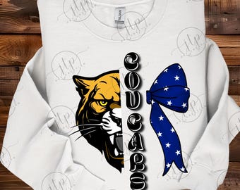 Retro Cougar Mascot PNG: School Spirit Shirt Design (Digital File)