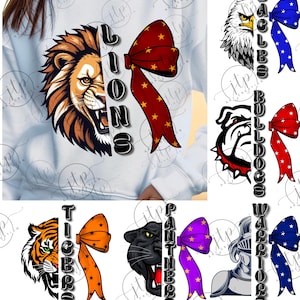 CUSTOM Retro Mascot Coquette Bow PNG, Custom Aesthetic School Pride Design, Popular Trendy Mascot-School Team Png, Dtf, Sublimation File