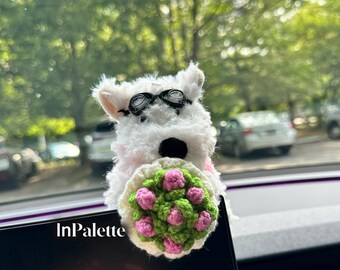 Westie Cute Dog  Dashboard Decor, Cute Tesla Screen Car Figure, Tesla screen accessory