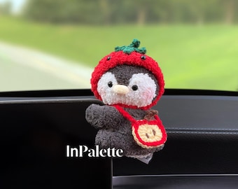 Cute Plush Penguin Car Dash Ornament | Tesla Center Screen Cute Companion | Universal Vehicle Dashboard Decor