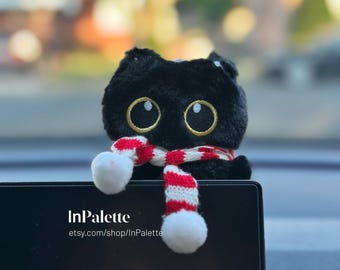 Black Cat Tesla Screen Buddy • Minimalist Tesla Accessories Model 3 Y X S • Cute Car Dashboard Ornament • Gift for Tech Cat Lovers