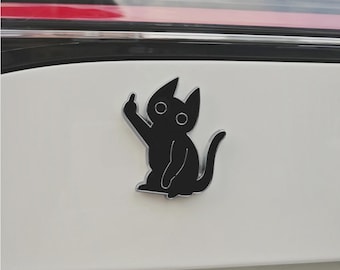 Attitude Car decoration metal badge sticker, Model 3, Model Y, Middle Finger Cat Sticker