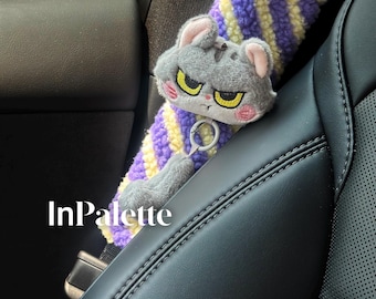 Set of 2 (Pair) | Grumpy Cat "Princess Seat" Seat Belt Covers Funny Car Decor for Girlfriend, Cute & Sassy Couple's Essential |