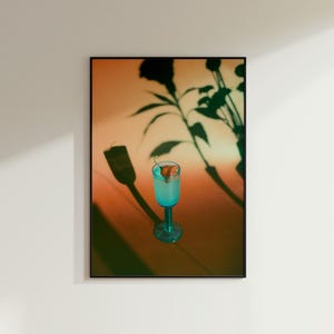 Sonnenuntergang in Palm Springs Blue Cocktail Fotografie Kunstdruck