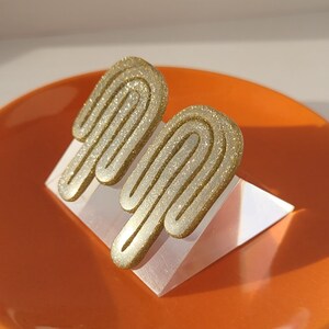 Gold Glitter Drip Studs ∆ Lightweight Statement Stud Earrings ∆ Modern Minimalist Geometric ∆ Handmade Polymer Clay Earrings