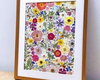 PRESSED FLOWER Wall Art, Spring Dream, Framed Handmade Dried Flower, Botanical Art, Wall Decor, Gift for Her, Home Decor, Gift for Mom