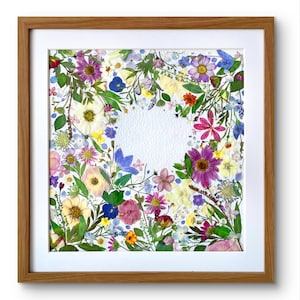 REAL FLOWER Wall Art | Flower Garden - White | Handmade Dried Flower in Frame | Botanical Art | Artistic Wall Decor | Gift for Her