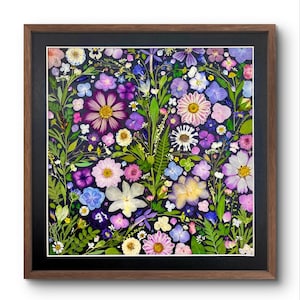 PRESSED FLOWER Wall Art | A Midsummer Dream | Handmade Dried Flower in Frame | Botanical Art | Artistic Wall Decor | Gift for Her