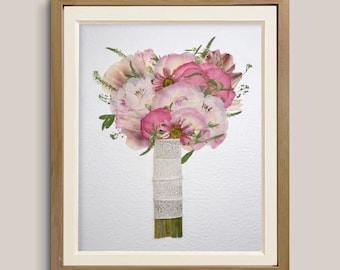 Pressed Flower Art | Real Dried Flower Bouquet in Frame | Handmade Botanical Wall Decor | Floral Gift for Her | Nature-Inspired Home Accent