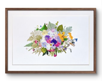 PRESSED FLOWER Wall Art | Flower Wreath | Handmade Real Flower in Frame | Pressed Flower | Wall Decor | Gift For Her | Housewarming
