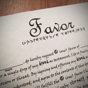 Favor Contract Printable PDF