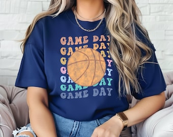 Retro Basketball T-Shirt: Pastel Game Day Tee, Comfort Colors
