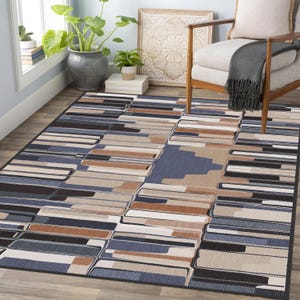Modern Design Area Rug, Colorful Unique Design Rug, Home Decor Large Rug 8x10, Elegant Abstract Art Carpet, Rug for Living Room Bedroom