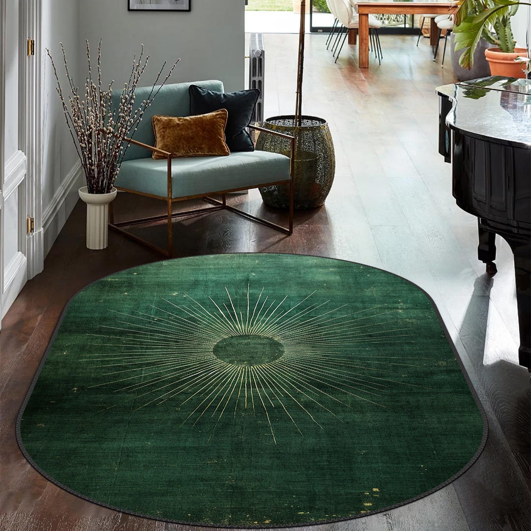 Mid Century Oval Boho Rug, Contemporary Abstract Oval Rug, Unique