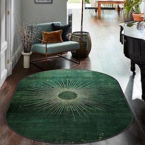 Mid Century Oval Boho Rug, Contemporary Abstract Oval Rug, Unique Geometric Large Area Rug 8x10, Modern Minimalist Rug, Rugs for Living Room