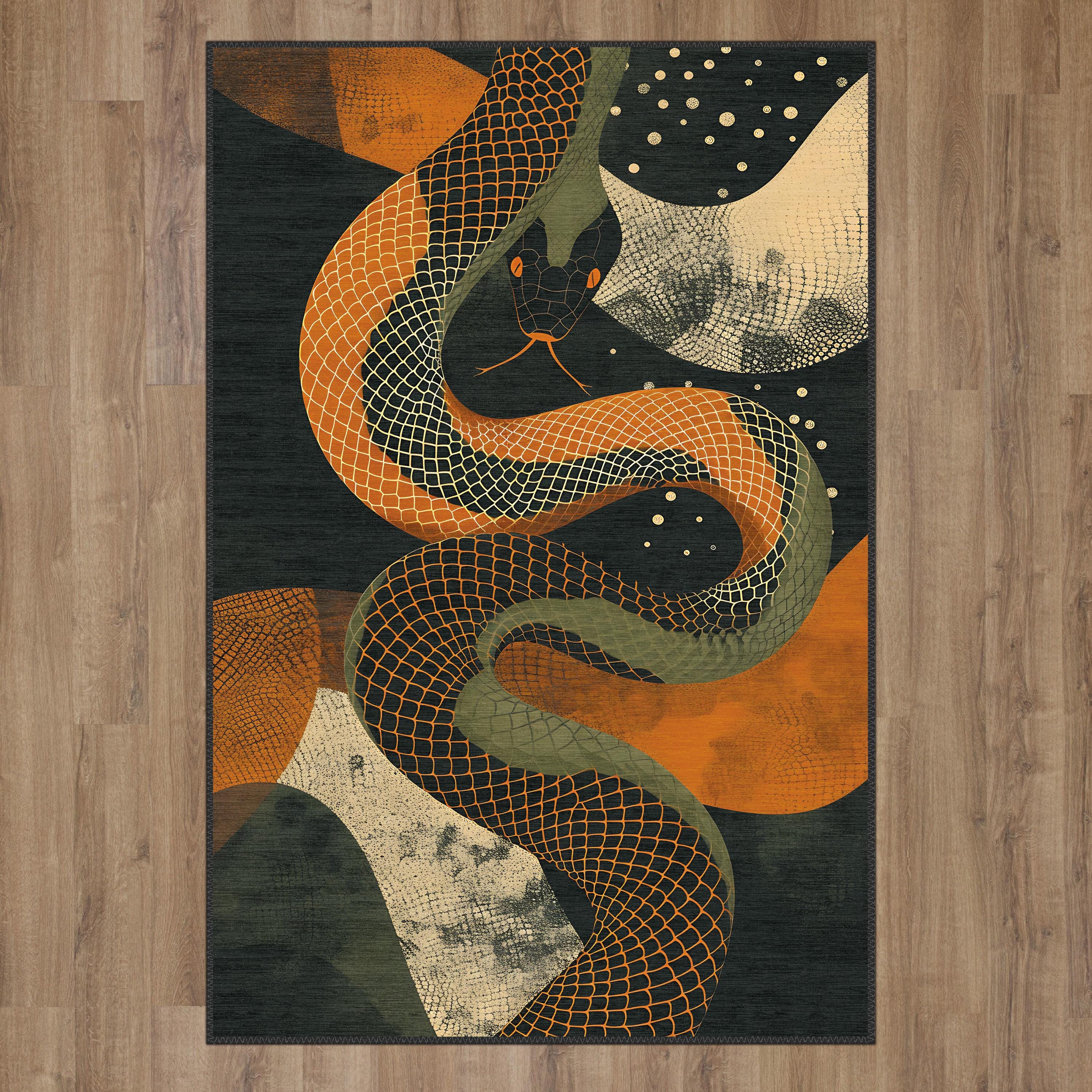 Snake Pattern Rug, Modern Home Decor Rug, Decorative Washable Rug, Non ...