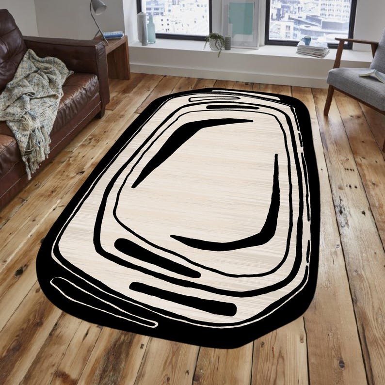 Irregular Shape Area Rug, Fraqment Unique Shape Carpet, Turkish