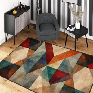 Modern Design Area Rug, Colorful Unique Design Rug, Home Decor Large Rug 8x10, Elegant Abstract Art Carpet, Rug for Living Room Bedroom