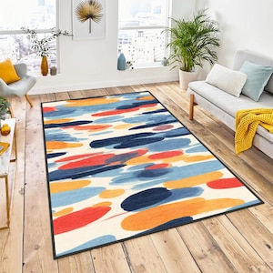Modern Design Area Rug, Colorful Unique Design Rug, Home Decor Large Rug 8x10, Elegant Abstract Art Carpet, Rug for Living Room Bedroom