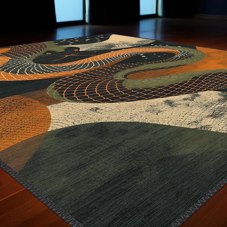 Snake Pattern Rug, Modern Home Decor Rug, Decorative Washable Rug, Non ...