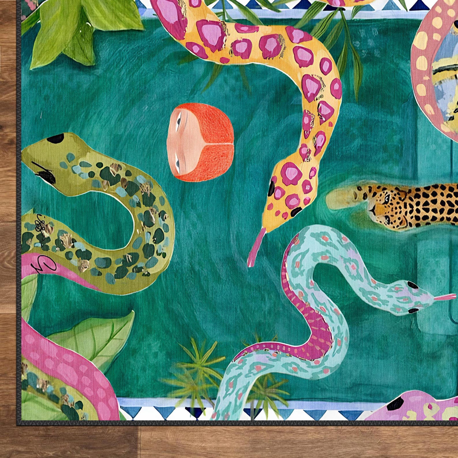 Snake Pattern Pop Art Rug, Modern Home Decor Rug, Decorative Washable ...