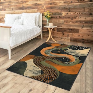 Snake Pattern Rug, Modern Home Decor Rug, Decorative Washable Rug, Non ...