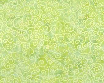 Riley Blake - Expressions Batiks Radiant Flourish Palm Lime - Tissu de courtepointe batik teint à la main par mètre et demi BT23383-320