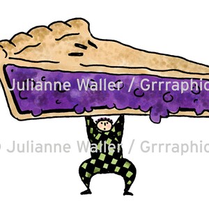 Les gens avec de la nourriture : clipart imprimable numérique de tranche de tarte aux baies