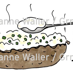 Les gens avec de la nourriture : Baked Potato numérique clipart imprimable