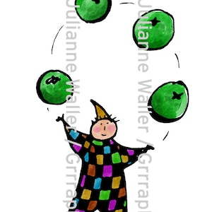 Pessoas com comida: malabarista de ervilha verde vegetal clipart digital para impressão