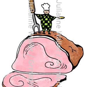 Pessoas com comida: clipart digital para impressão de presunto assado