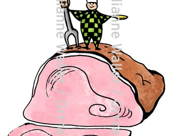 People with Food: baked ham digital printable clipart