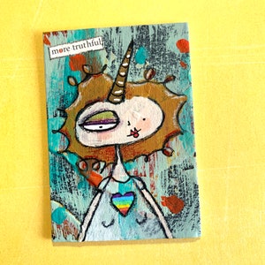 Unicorn Pride Rainbow Found Poésie ATC ACEO Artiste Carte à collectionner